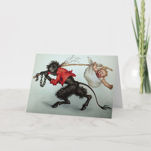 Krampus Stealing Baby Weihnachtskarte Feiertagskarte (Vorderseite)