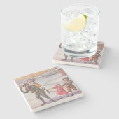 Krampus Stealing Toys & Children Steinuntersetzer (Seitenansicht)