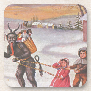 Krampus stiehlt Spielzeug und Kinder Untersetzer
