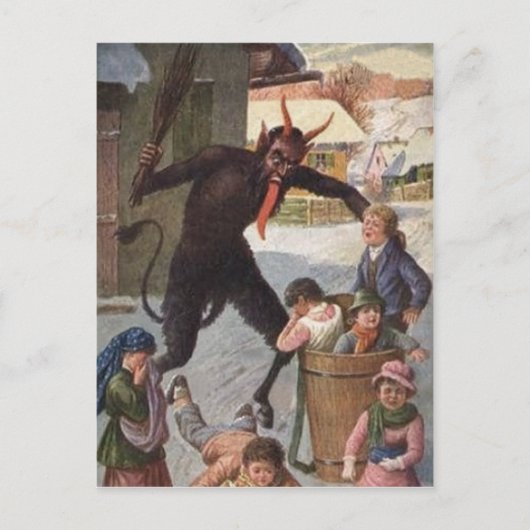 Krampus Strafe für Kinder im Winter Postkarte (Vorderseite)