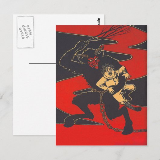 Krampus Straffung des Kindes mit Schalter Postkarte (Vorne/Hinten)