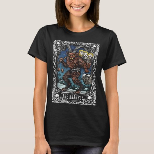 Krampus Tarot Card Design Christmas Season Evil Pa T-Shirt (Vorderseite)