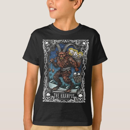 Krampus Tarot Card Design Christmas Season Evil Pa T-Shirt (Vorderseite)