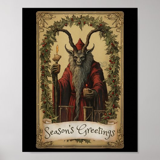 Krampus Tarot Card Design Weihnachtssaison Böse Pa Poster (Vorne)