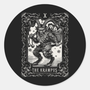 Krampus Tarot Card Design Weihnachtssaison Böse Pa Runder Aufkleber