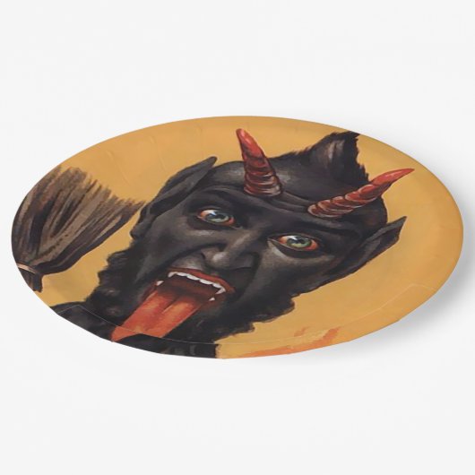 Krampus-Teufel-Weihnachten Pappteller (Schrägansicht)