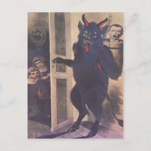 Krampus trifft Familie Feiertagspostkarte