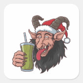 Krampus trinken Green Matcha Weihnachtsleckerei Quadratischer Aufkleber (Vorderseite)