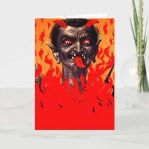 Krampus tritt aus der Hölle hervor Feiertagskarte