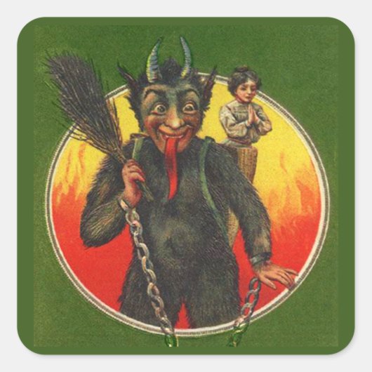Krampus und Beten Frauen Weihnachtskleber Quadratischer Aufkleber (Vorderseite)