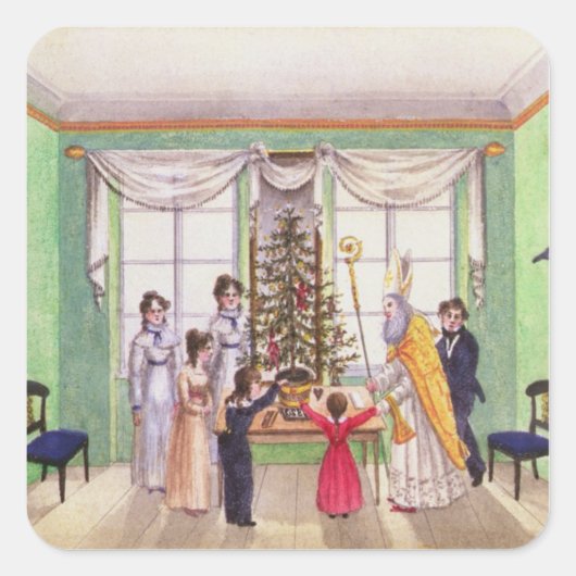 Krampus und Nikolaus aus der Zeitschrift Carl Quadratischer Aufkleber (Vorderseite)