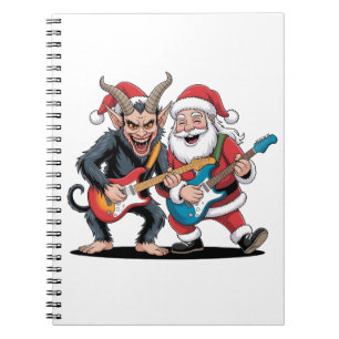 Krampus und Santa Playing Electric Guitar Xmas Notizblock