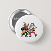 Krampus und Santa Playing Gitarre Electric Xmas Button (Vorne & Hinten)