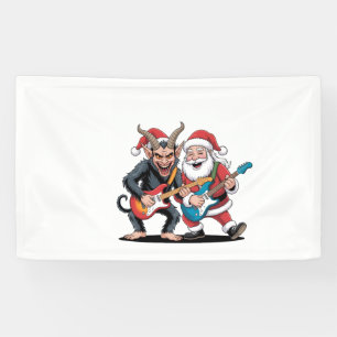 Krampus und Santa spielen elektrische Gitarre Weih Banner