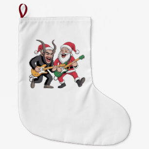 Krampus und Santa spielen elektrische Weihnachtsgi Großer Weihnachtsstrumpf