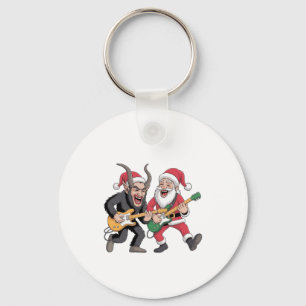 Krampus und Santa spielen elektrische Weihnachtsgi Schlüsselanhänger
