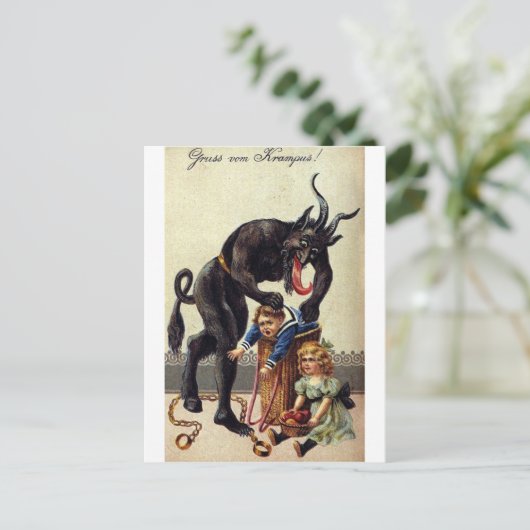 Krampus und sein Sack 2 Postkarte (Stehend Vorderseite)