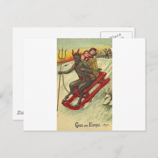 Krampus und sein Trident Postkarte (Vorne/Hinten)