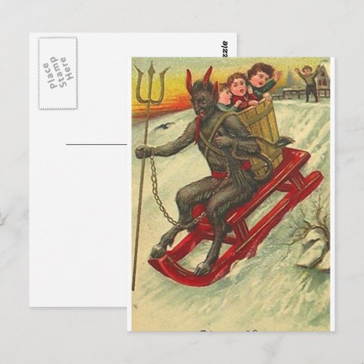 Krampus und sein Trident Postkarte (Vorne/Hinten)