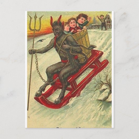 Krampus und sein Trident Postkarte (Vorderseite)