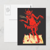 Krampus vertauscht Herzen an einer Schnur Postkarte (Vorne/Hinten)