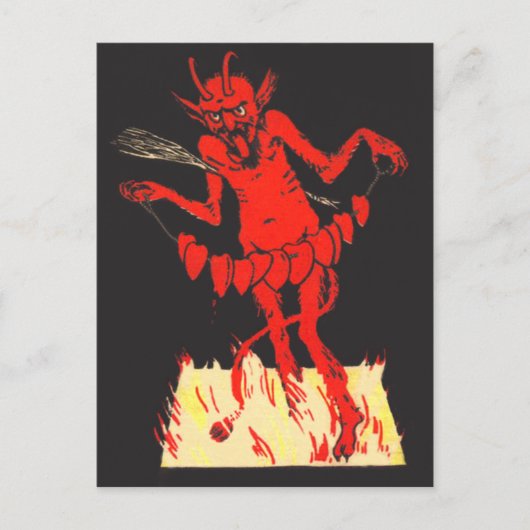 Krampus vertauscht Herzen an einer Schnur Postkarte (Vorderseite)