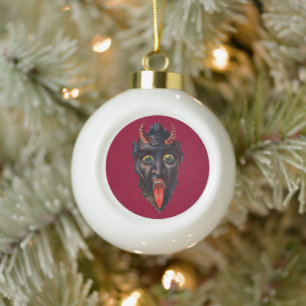 Krampus Vintag Keramik Kugel-Ornament