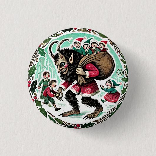 Krampus Weihnachten Button (Vorderseite)