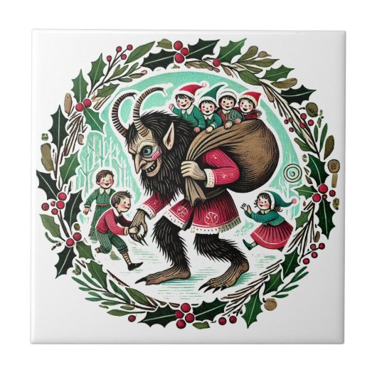 Krampus Weihnachten Fliese (Vorderseite)