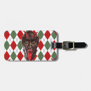 Krampus Weihnachten im Karomuster Gepäckanhänger