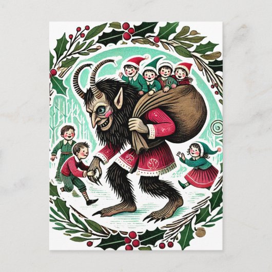 Krampus Weihnachten Postkarte (Vorderseite)