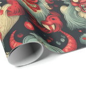 Krampus Weihnachtsmuster Geschenkpapier (Rolleneckpunkt)