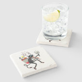 Krampus Weihnachtsteufel-Marmor-Untersetzer Steinuntersetzer (Seitenansicht)