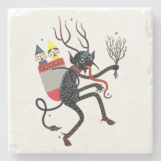 Krampus Weihnachtsteufel-Marmor-Untersetzer Steinuntersetzer (Vorderseite)