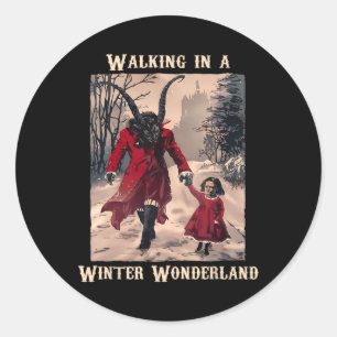 Krampus Winter Wonderland Gotisches Weihnachtsdesi Runder Aufkleber