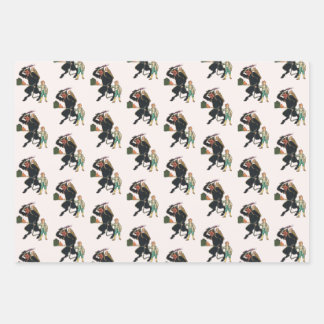 Krampus Wrapping Paper Set 3 Geschenkpapier Set