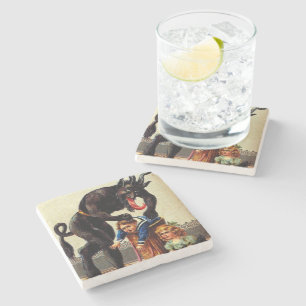 Krampuskinder im Korb Urlaub Weihnachten Untersetz Steinuntersetzer