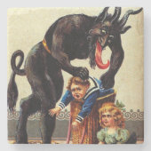 Krampuskinder im Korb Urlaub Weihnachten Untersetz Steinuntersetzer (Vorderseite)