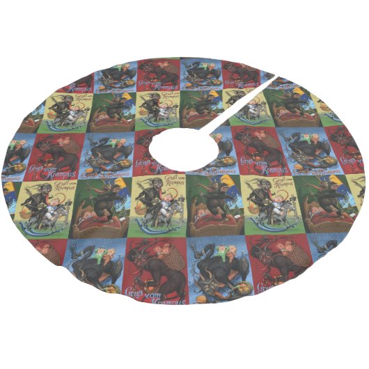 Krampusrock Polyester Weihnachtsbaumdecke (Schrägansicht)