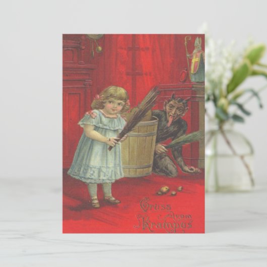 Krampusspiel mit Mädchen (Stehend Vorderseite)