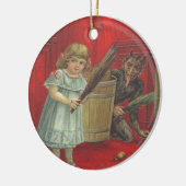 Krampusspiel mit Mädchen Keramik Ornament (Links)