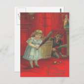 Krampusspiel mit Mädchen Postkarte (Vorne/Hinten)