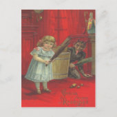 Krampusspiel mit Mädchen Postkarte (Vorderseite)