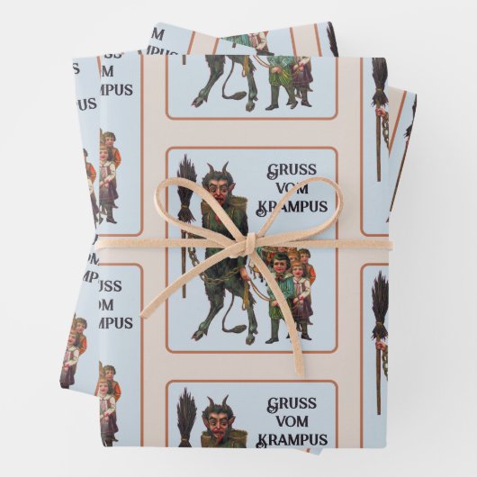 Krampuswrapping Paper Flat Sheet Set 3 Geschenkpapier Set (Beispiel)