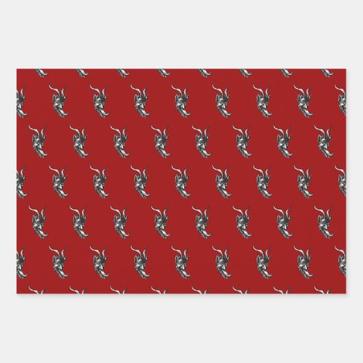 Krampuswrapping Paper Flat Sheet Set 3 Geschenkpapier Set (Vorderseite 3)