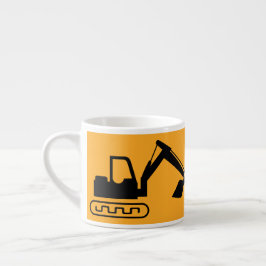 Kran-Baggerlader, Gelb Schwarz, Arbeiter  Espressotasse