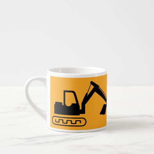 Kran-Baggerlader, Gelb Schwarz, Arbeiter Espressotasse (Links)