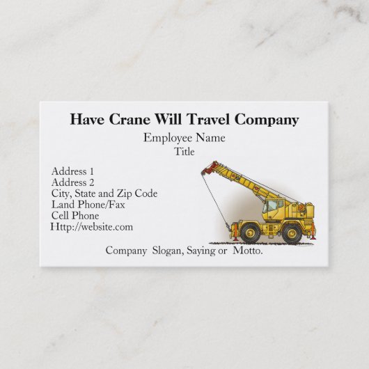 Kran-Baugewerbe-Karten Visitenkarte (Vorderseite)