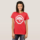 Kran-förmiges Ginkgo-Blatt auf Tablett T-Shirt (Vorne ganz)