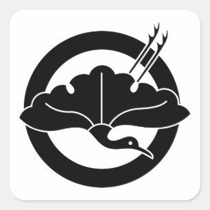 Kran-förmiges Ginkgoblatt Quadratischer Aufkleber